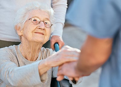 Elderly patient smiling